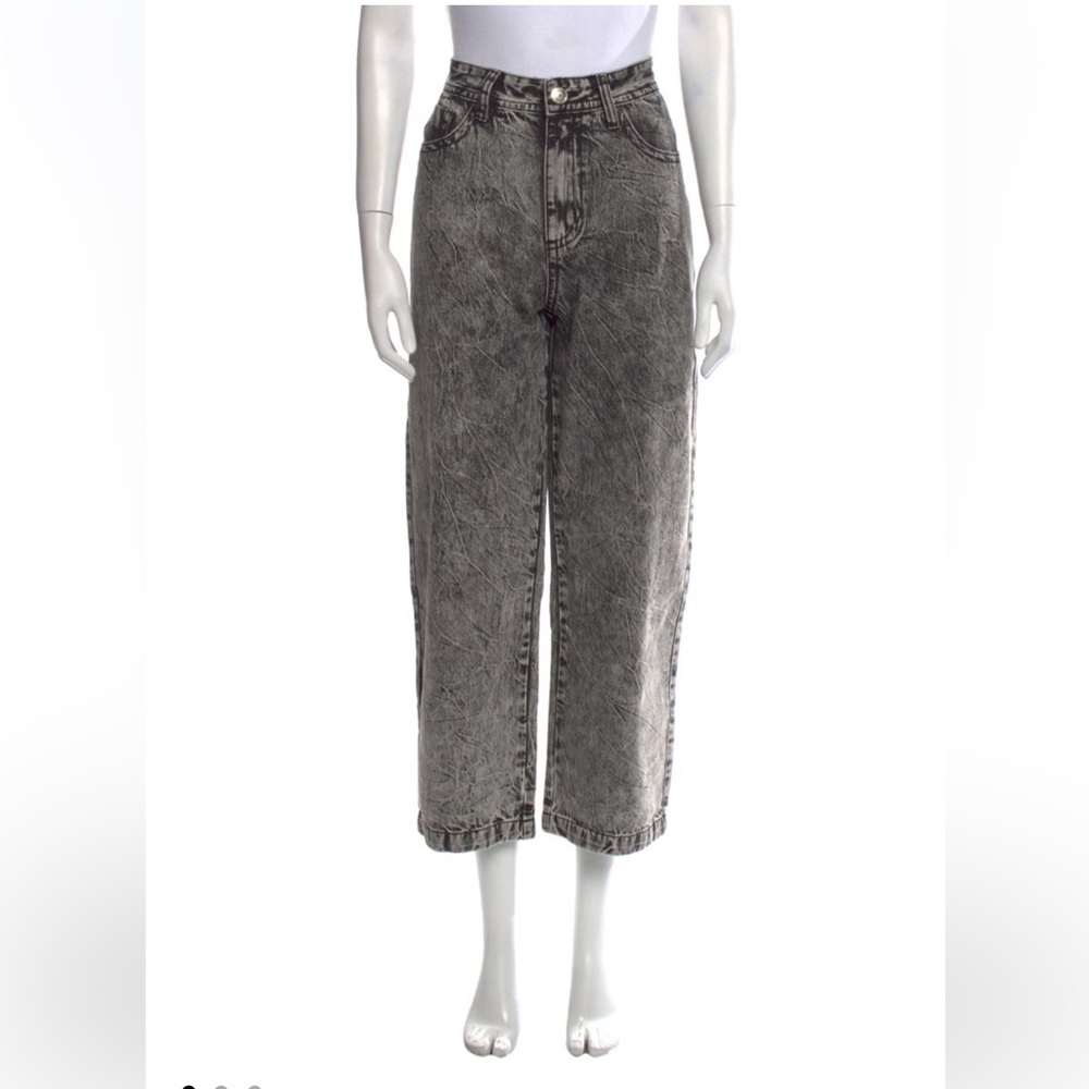 L F Markey Grey Acid Wash Wide Leg Jeans Size M 28